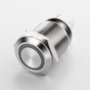 12mm 4-Pin Flat Illuminated Push Button Switch On-Off 12V Waterproof IP65 Momentary Latching Plastic Metal Push Buttons