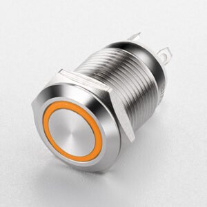 12mm 4-Pin Illuminated Latching Waterproof Metal Push Button Switch On-Off 12V IP65 Electronic Structure Plastic Material