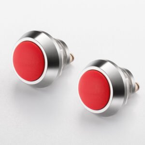 12mm Flat Round Head 2 Pin Horn Toy on off Switch Metal Waterproof Momentary Push Button Switch