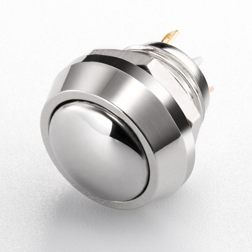 Most Popular 12mm Vandal-Resistant Momentary Push Button Switch Nickel-Plated Brass Waterproof Electronic Structure IP65 Level