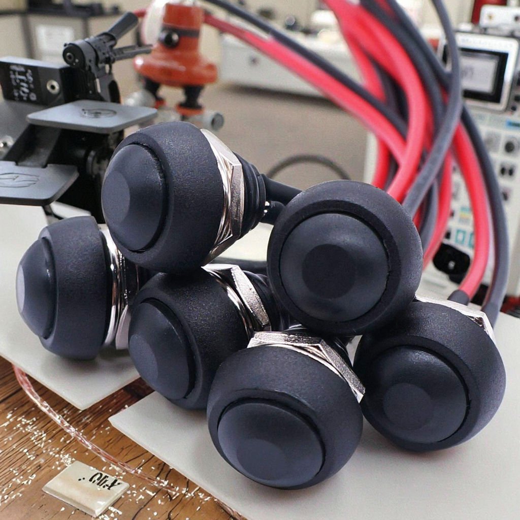 Wenzhou 12mm Momentary Push Button Switch 1/2" Mounting Hole on Off Mini Round Waterproof Black Piezo Button RGB - Image 2