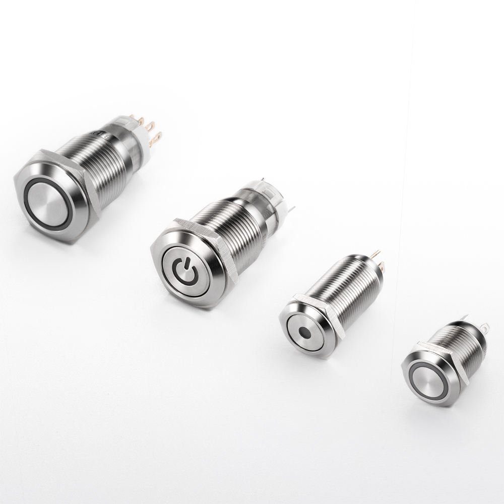 Custom 12MM High Head LED Latching Button Switch 4 Pin Waterproof 12V Electronic Momentary Push Button Switch Copper Plastic - Image 2