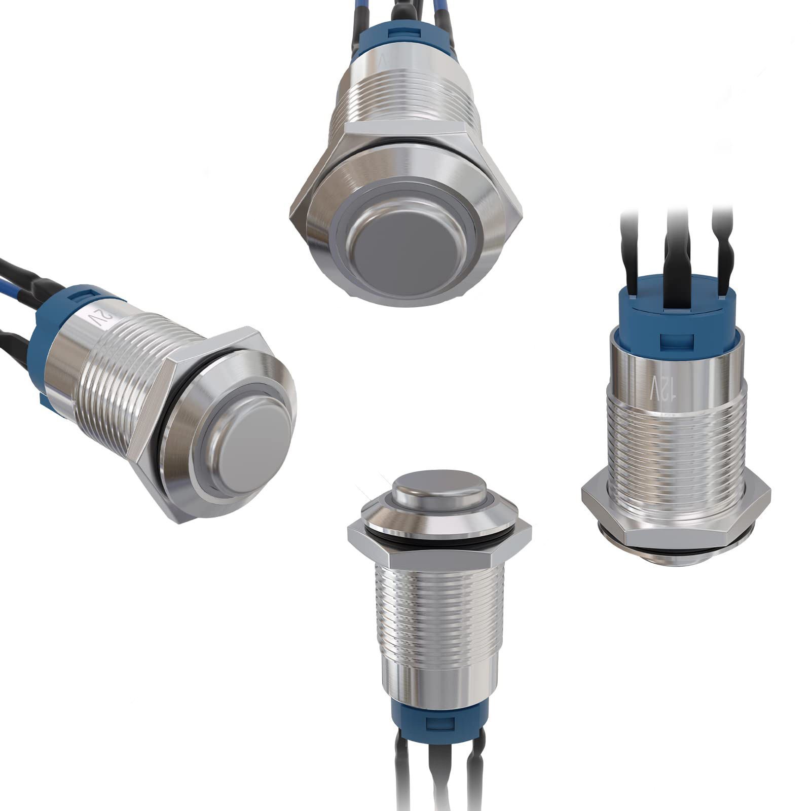 NO Pin Terminal Industrial LED Button Car Controls Switches Mini Metal Good Rating Momentary DC12V 2A 12mm 12V IP65/ IK09 CN;ZHE - Image 4